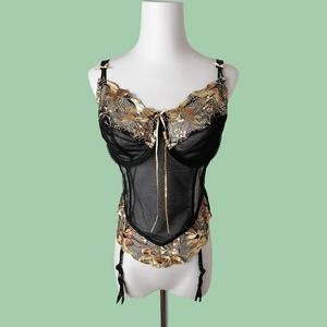 black and golden wasp-waisted corset